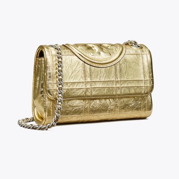 Tory Burch small Fleming soft convertible crossbody shoulder bag in 18 Kt gold - Picture 1 of 14